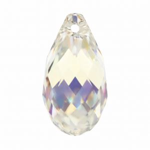 Piatră &icirc;n formă de picătură 13,0 x 6,5 mm Crystal AB cu orificiu de suspendare - 6010 MM 13,0X6,5 CRYSTAL AB