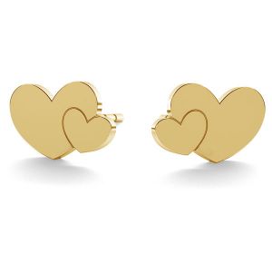 Dublă inimă cercei 14K aur LKZ-00702 KLS - 0,30 mm