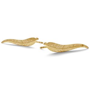 Frunze cercei 14K aur LKZ-00791 KLS (L+P) - 0,30 mm