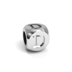 Pandantiv - cub cu litera D, argint 925, CUBE D 4,8x4,8 mm