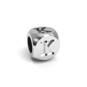 Pandantiv - cub cu litera K, argint 925, CUBE K 4,8x4,8 mm