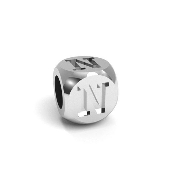 Pandantiv - cub cu litera N, argint 925, CUBE N 4,8x4,8 mm