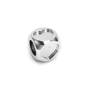 Pandantiv - cub cu simbolul inimii, argint 925, CUBE HEART 4,8x4,8 mm