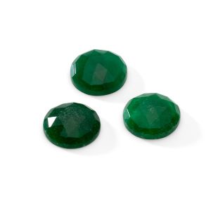 Piatră rotundă, spate plat, ROUND ROSE CUT 14,9 mm dark green Jade, GAVBARI