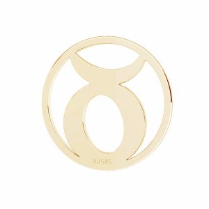 Taur pandantiv zodiac, 14K aur, LKZ14K-50181 - 0,30 12x12 mm