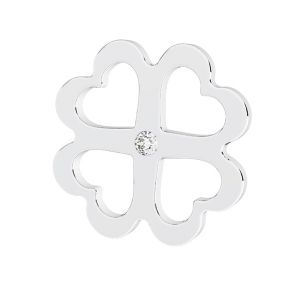 Pandantiv trifoi cu Gavbari cristale, argint 925, ODL-01035 ver.2 14x14 mm