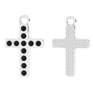 Cruce cu cristale negre, argint 925, OWS-00244 ver.3 12,3x20 mm