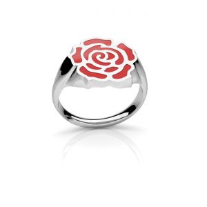 Inel trandafiri, răsină rosie*argint 925*OWS-00311 2,3x13,4 mm R-15 ver.2