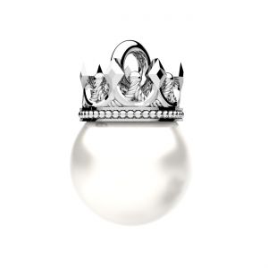 Pandantiv coroană - perlă albă*argint AG 925*OWS-00716 8x12 mm ver.2