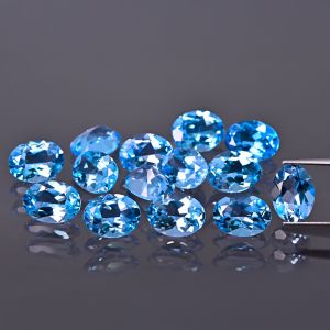 Piatră ovală, con - topaz Swiss Blue 6x4 MM