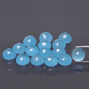Piatră rotundă, tăietură roză - Agat albastru 4 MM