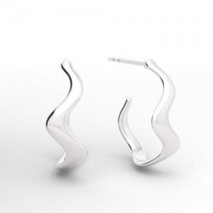Stud earring - wave, irregular shape*sterling silver AG 925*EX 37