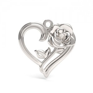 Pendant - heart with rose*sterling silver AG 925*S-CHARM 792