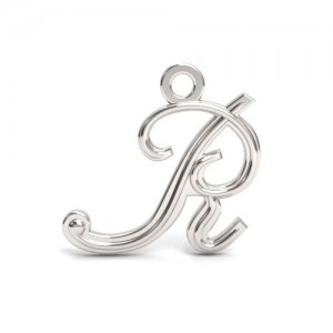 Zawieszka ozdobna - litera R, srebro 925 Letter R