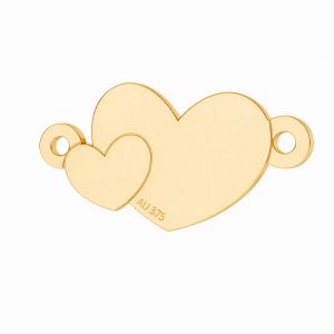 Pandantiv conector din aur - două inimi*aur AU 375*LKZ9K-30022 - 0,30 8,7x17 mm